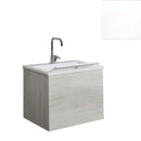 Mobile Lavatoio Vasca Zeus in MineralMarmo Apertura a 2 Ante 60x48x50 cm Bianco Latte