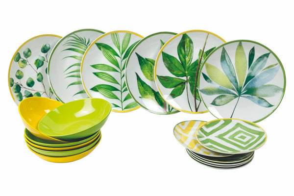 acquista Servizio Piatti 18 Pezzi in Porcellana e Gres Multicolor Villa d'Este Home Tivoli Oriental Botanique