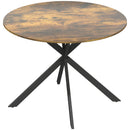 Tavolo da Pranzo Rotondo Stile Industriale Ø100x75 cm con Piano in Truciolato e Gambe a Croce in Acciaio Marrone Rustico      