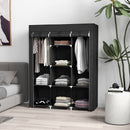 Armadio Guardaroba Salvaspazio 8 Ripiani 125x43x162,5 cm in Tessuto Nero      