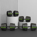 Set 2 in 1 con 2 Manubri Convertibili in Bilanciere Peso Totale 30 kg e Dischi Pesi Regolabili Nero      