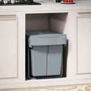 Pattumiera Estraibile Sottolavello per Differenziata 52x33.5x41 cm con 2 Secchi da 20L In PP e ABS Grigio      