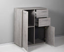 Armadietto Multiuso 3 Ante 2 Cassetti 87,6x35,3x72 cm in Truciolare Nobilitato Cemento