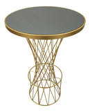 Tavolo Bar Tower New Ø70x103 cm in Ferro e Vetro Oro e Nero      