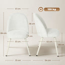 Set 2 Sedie da Pranzo 51x54x84 cm con Seduta Imbottita in Velluto Bianco      