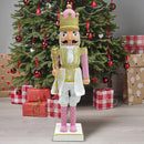 Soldato Schiaccianoci Natalizio H120 cm con Suoni e Movimento Rosa e Oro