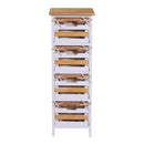 Cassettiera 4 Cassetti in Legno 30x27x85cm Matilda Noce Chiaro e Bianca