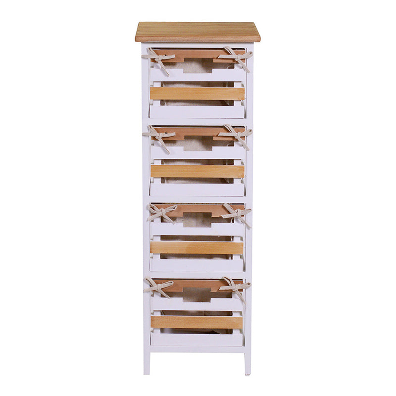 Cassettiera 4 Cassetti in Legno 30x27x85cm Matilda Noce Chiaro e Bianca