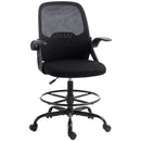 Sedia da Ufficio Ergonomica 65x59x104-124 cm con Supporto Lombare Poggiapiedi e Braccioli Ribaltabili Nera      