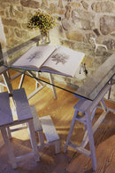 Sgabello Scaletta 60x40x46 cm in Legno Fucsia