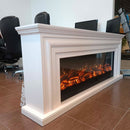 Camino Elettrico da Pavimento Effetto Fiamma 200x33x83 cm 1500W Sined Merapi Bianco