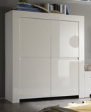 Mobile Alto 4 Porte e 4 Ripiani 118,5x50x140cm TFT  Amber Bianco Lucido