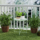 Tavolino da Giardino Ø46x50 cm con Vassoio Rimovibile e Gambe Pieghevoli in Acciaio Verde      