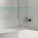 Armadietto Bagno da Parete 40x15x55 cm con 3 Ripiani Regolabili in Vetro in Legno Bianco   