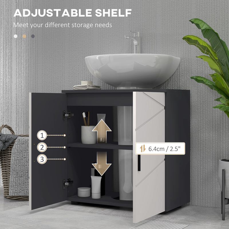 Mobile Sotto Lavabo Bagno per Piedistallo 60x30x60 cm in Legno Truciolare Grigio