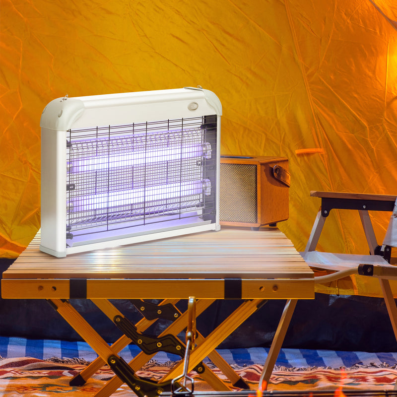 Zanzariera Elettrica 2 Lampade 20W in ABS e Metallo Bianca