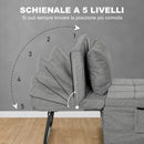Pouf Letto Pieghevole Multiuso 4 in 1 con Schienale Reclinabile a 5 Livelli Grigio