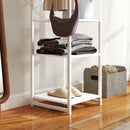 Appendiabiti da Terra 38,5x30x170 cm con Asta e 2 Ripiani Aperti in Legno e Acciaio Bianco  