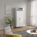 Mobile Multiuso 2 Ante 70x35x188 cm Ripiani Regolabili in Truciolato Bianco