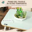 Set Tavolo con Top in Vetro 4 Sedie Impilabili da Giardino in Rattan PE e Alluminio Giallo-7