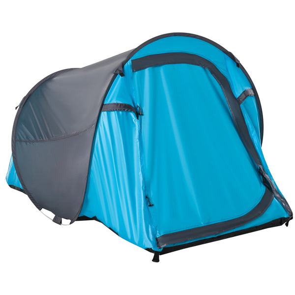 online Tenda da Campeggio a Cupola con 2 Finestre e Design Pop-Up a Igloo 220x108x110 cm in Poliestere Blu