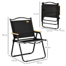 Set 2 Sedie per Esterni 54x59x78 cm Seduta in Tessuto Oxford e Acciaio  Nero  