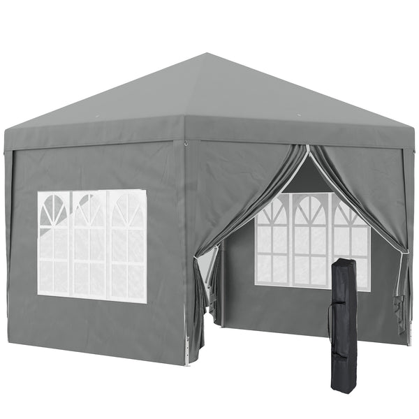 Gazebo da Giardino 3x3 m Pieghevole con 4 Pannelli Laterali in Acciaio e Tessuto Oxford Grigio Chiaro acquista