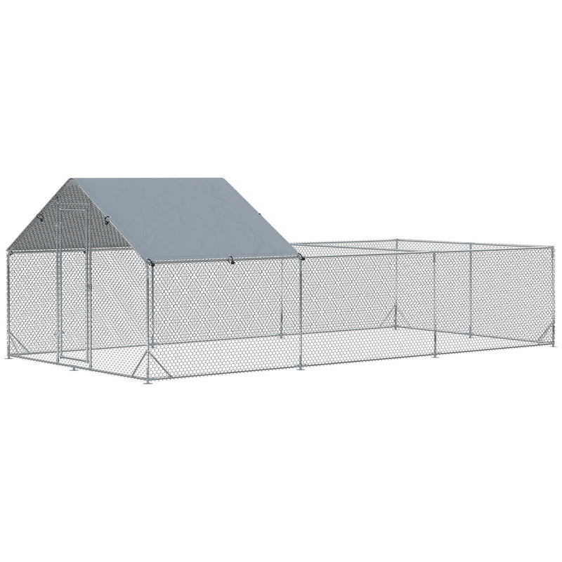 Pollaio Gabbia per Galline da Esterno 600x300x195 cm in Acciaio Zincato Grigio Argento