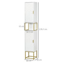 Mobile Colonna Bagno 30x30x170,7 cm in MDF e Acciaio Bianco e Oro