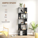 Mobile Libreria Design Moderno 60x24x184,5 cm a 5 Ripiani in Legno Nero 