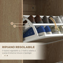 Scarpiera Stile Boho 3 Ante 18 Paia 60x24x115 cm in Ratta Truciolato e MDF Rovere e Bianco