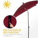 Ombrellone da Giardino Rettangolare e Regolabile 198x130x245 cm In Alluminio Rosso Vino 