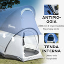 Tenda da Campeggio 265x140x95 cm con Gancio Interno e Finestre a Rete Azzurra