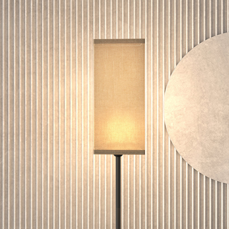 Lampada da Terra 40W con Interruttore a Pedale Ø25x161.5 cm Paralume in Tessuto Effetto Lino Nero e Beige 