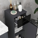Mobiletto Bagno 1 Cassetto 1 Anta 30x30x82 cm in Truciolato Nero e Grigio