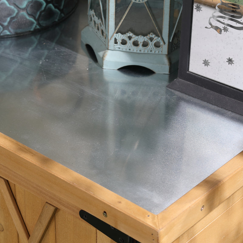 Armadio da Giardino 75x40x90 cm Porta Attrezzi con 2 Ante e 4 Scaffali Piano in Lamiera in Legno 