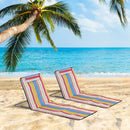 Set 2 Sdraio da Spiaggia 53x124x35-45 cm con Schienale Regolabile e Poggiatesta Multicolore   