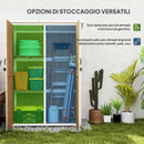 Armadio da Giardino 116,5x57x159-167 cm Tetto in Bitume in Legno di Abete Marrone e Bianco  