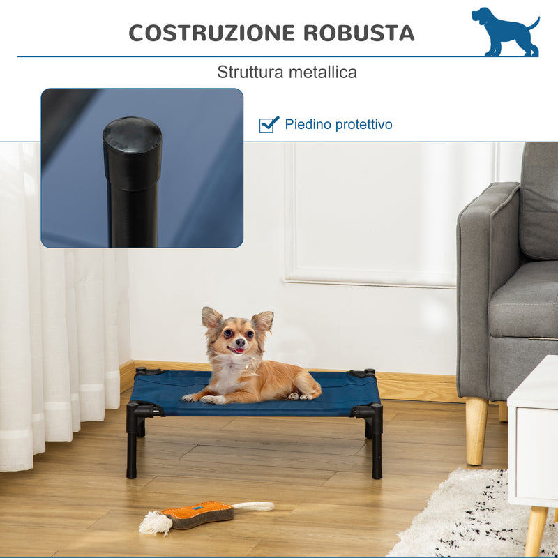 Lettino per Cani Rialzato con Seduta Traspirante 61x46x18 cm in Acciaio e Tessuto Marrone e Nero-4