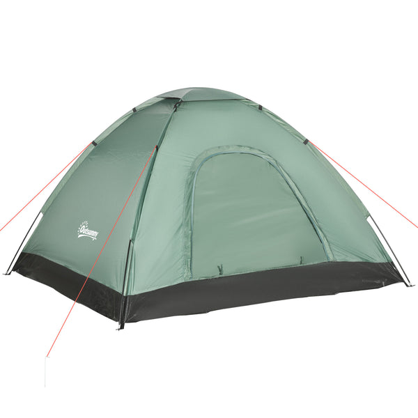 sconto Tenda da Campeggio 2 Posti con Porta a Cerniera Zanzariera e Sacca di Trasporto 206x185x120 cm in Poliestere Verde