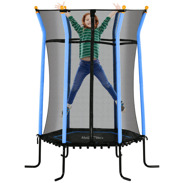 sconto Trampolino Tappeto Elastico per Bambini con Ingresso a Cerniera e Pali Imbottiti Ø163.5x190 cm in Acciaio, PP e EPE Azzurro