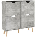 Mobile Scarpiera con 4 Cassetti Ribaltabili 95x26x95 cm a 2 Livelli per 16 Paia in Legno Grigio  