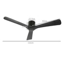 Ventilatore da Soffitto Reversibile a 3 Pale con 6 Velocità Ø132 cm Timer fino 8 Ore e Telecomando Nero