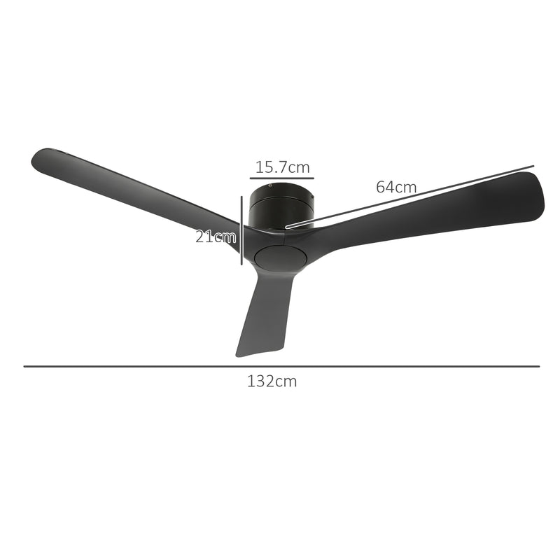 Ventilatore da Soffitto Reversibile a 3 Pale con 6 Velocità Ø132 cm Timer fino 8 Ore e Telecomando Nero