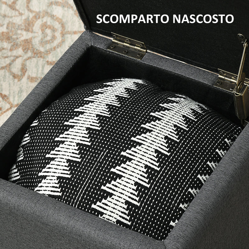 Pouf Contenitore 39x39x39 cm in Tessuto Teddy Grigio  