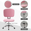 Sedia da Ufficio Operativa 48x53x80-90 cm in Tessuto Effetto Lino Rosa