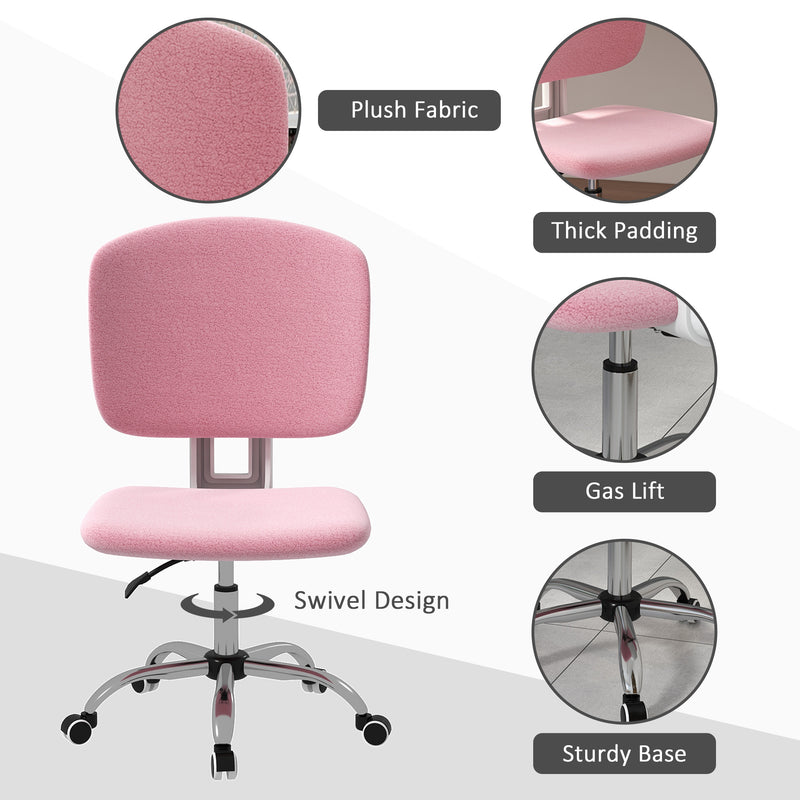 Sedia da Ufficio Operativa 48x53x80-90 cm in Tessuto Effetto Lino Rosa