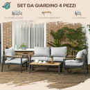 Set da Giardino Divano 2 Poltrone e Tavolino in Alluminio Grigio Chiaro