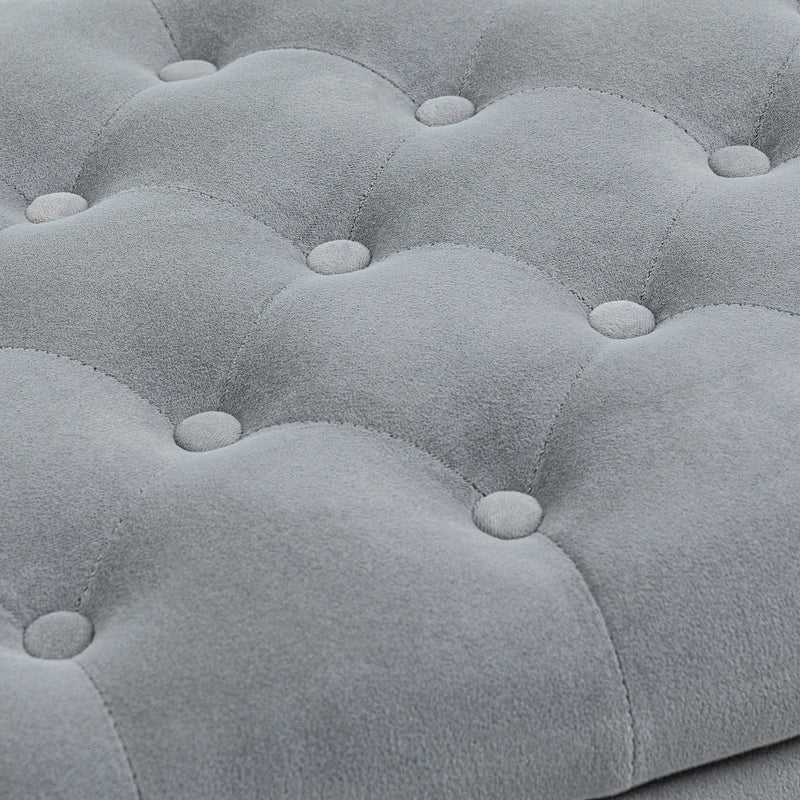 Panca Fondo Letto 126x48,5x57 cm in Tessuto Vellutato Grigio