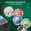 Set 600 Fiches da Poker 2 Mazzi di Carte Tappetino con Valigetta Nero     